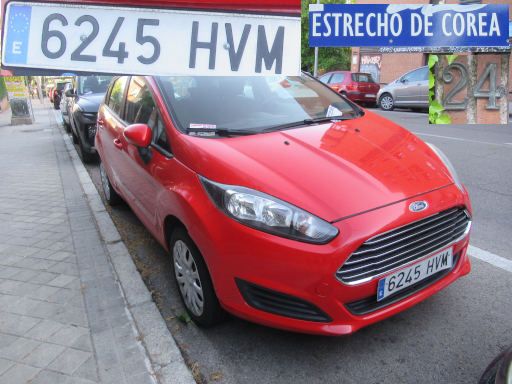Veh&iacute;culos abandonados, verlassene Fahrzeuge, Madrid, Spanien, Ford Fiesta, Kennzeichen 6245 HVM, Erstzulassung Januar 2014, Calle Estrecho de Corea 24, 28027 Madrid im Juni 2026