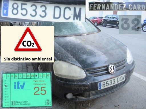 Veh&iacute;culos abandonados, verlassene Fahrzeuge, Madrid, Spanien, Volkswagen Golf, Kennzeichen 8533 DCM, Erstzulassung November 2004, Calle Fernandez Caro 32, 28027 Madrid im Juni 2026