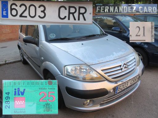 Veh&iacute;culos abandonados, verlassene Fahrzeuge, Madrid, Spanien, Citro&euml;n C3, Kennzeichen 6203 CRR, Erstzulassung Januar 2004, Calle Fernandez Caro 21, 28027 Madrid im Juni 2026