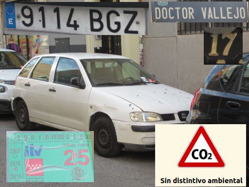 Veh&iacute;culos abandonados, verlassene Fahrzeuge, Madrid, Spanien, Seat Ibiza SDI, Kennzeichen 9114 BGZ, Erstzulassung M&auml;rz 2001, Calle Doctor Vallejo 17, 28027 Madrid im Juni 2026