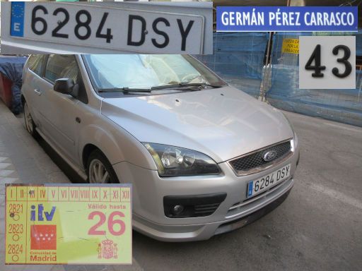 Veh&iacute;culos abandonados, verlassene Fahrzeuge, Madrid, Spanien, Ford Focus, Kennzeichen 6684 DSY, Erstzulassung Januar 2005, Calle German Perez Carrasco 43, 28027 Madrid im Juni 2026