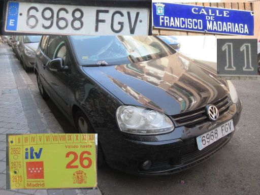 Veh&iacute;culos abandonados, verlassene Fahrzeuge, Madrid, Spanien, Volkswagen Golf 1.6, Kennzeichen 6968 FGV, Erstzulassung Oktober 2006, Calle Francisco Madariaga 11, 28017 Madrid im Juni 2026