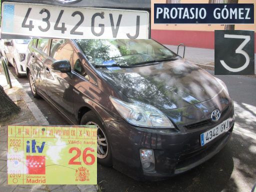 Veh&iacute;culos abandonados, verlassene Fahrzeuge, Madrid, Spanien, Toyota Prius, Kennzeichen 4342 GVJ, Erstzulassung M&auml;rz 2010, Calle Protasio Gomez 3, 28027 Madrid im Juni 2026