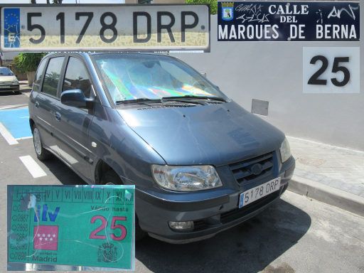 Veh&iacute;culos abandonados, verlassene Fahrzeuge, Madrid, Spanien, Hyundai Matrix GLS, Kennzeichen 5178 DRP, Erstzulassung Januar 2005, Calle Marques de Berna 25, 28042 Madrid im Juni 2026