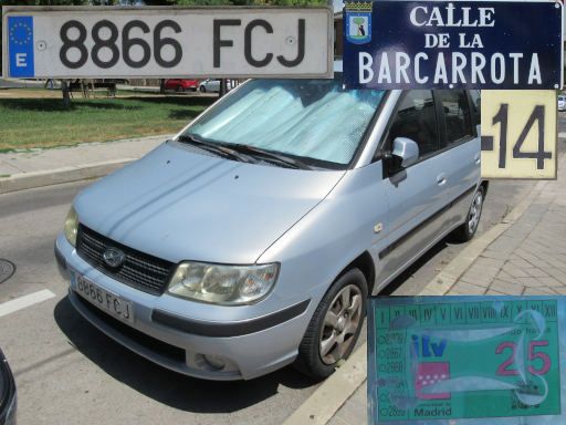 Veh&iacute;culos abandonados, verlassene Fahrzeuge, Madrid, Spanien, Hyundai Matrix, Kennzeichen 8866 FCJ, Erstzulassung Juni 2006, Calle Barcarrota 14, 28042 Madrid im Juni 2026