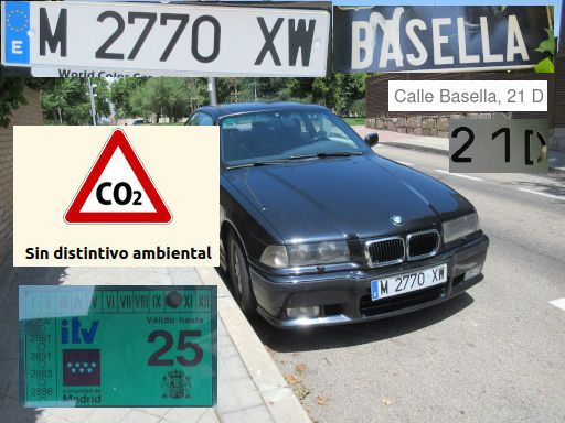 Veh&iacute;culos abandonados, verlassene Fahrzeuge, Madrid, Spanien, BMW 328i, Kennzeichen M 2770 XW, Erstzulassung August 1999, Calle Basella 21 D, 28042 Madrid im Juni 2026
