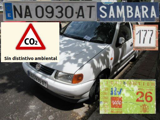 Veh&iacute;culos abandonados, verlassene Fahrzeuge, Madrid, Spanien, Volkswagen Polo, Kennzeichen NA 0930 AT, Erstzulassung Februar 1997, Calle Sambara 177, 28027 Madrid im Juni 2026