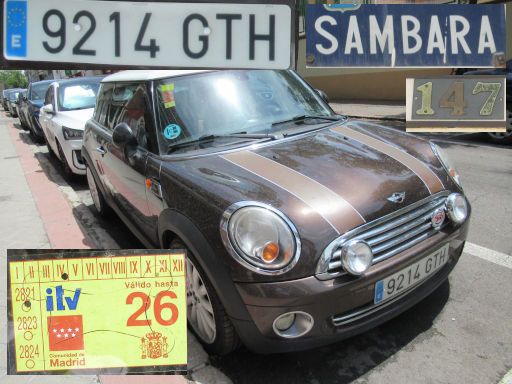 Veh&iacute;culos abandonados, verlassene Fahrzeuge, Madrid, Spanien, Mini Cooper, Kennzeichen 9214 GTH, Erstzulassung Februar 2010, Calle Sambara 147, 28027 Madrid im Juni 2026