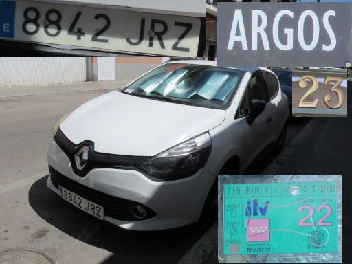 Veh&iacute;culos abandonados, verlassene Fahrzeuge, Madrid, Spanien, Renault Clio dCi, Kennzeichen 8842 JRZ, Erstzulassung Juli 2016, Calle Argos 23, 28037 Madrid im Juni 2026