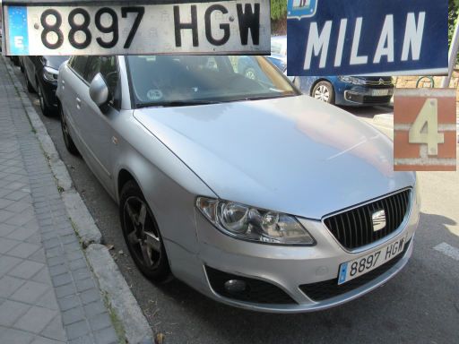 Veh&iacute;culos abandonados, verlassene Fahrzeuge, Madrid, Spanien, Seat Exeo, Kennzeichen 8897 HGW, Erstzulassung Oktober 2011, Calle Milan 4, 28043 Madrid im M&auml;rz 2026