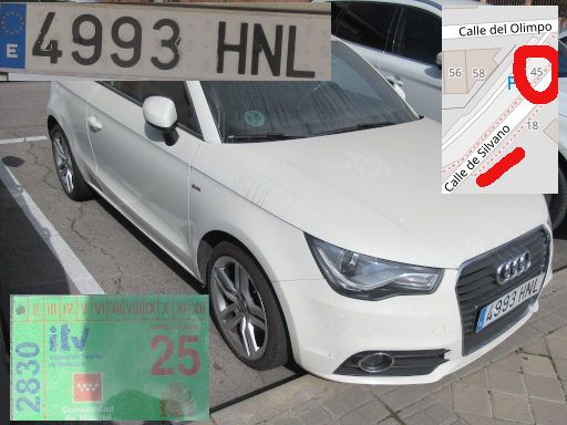 Veh&iacute;culos abandonados, verlassene Fahrzeuge, Madrid, Spanien, Audi A1 TFSI, Kennzeichen 4993 HNL, Erstzulassung Januar 2013, Calle Silvano 45, 28043 Madrid im M&auml;rz 2026