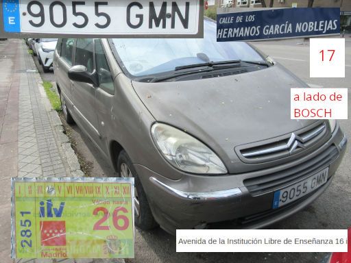 Veh&iacute;culos abandonados, verlassene Fahrzeuge, Madrid, Spanien, Citro&euml;n Xsara, Kennzeichen 9055 GMN, Erstzulassung Mai 2009, Avenida de la Institucion Libre de Ense&ntilde;anza 17, 28037 Madrid im M&auml;rz 2026