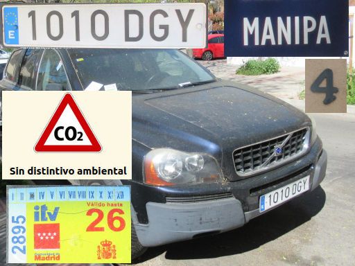 Veh&iacute;culos abandonados, verlassene Fahrzeuge, Madrid, Spanien, Volvo XC 90, Kennzeichen 1010 DGY, Erstzulassung Januar 2005, Calle Manipa 4, 28027 Madrid im M&auml;rz 2026