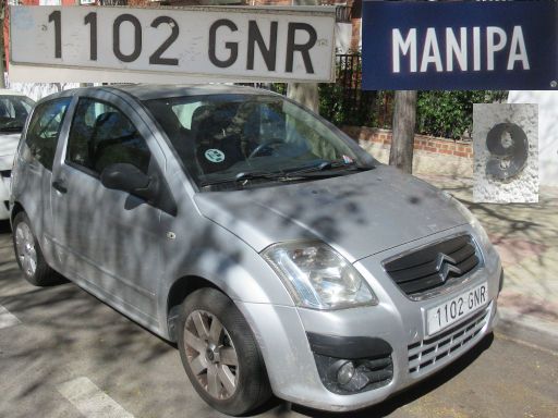 Veh&iacute;culos abandonados, verlassene Fahrzeuge, Madrid, Spanien, Citro&euml;n C2, Kennzeichen 1102 GNR, Erstzulassung Juli 2009, Calle Manipa 9, 28027 Madrid im M&auml;rz 2026