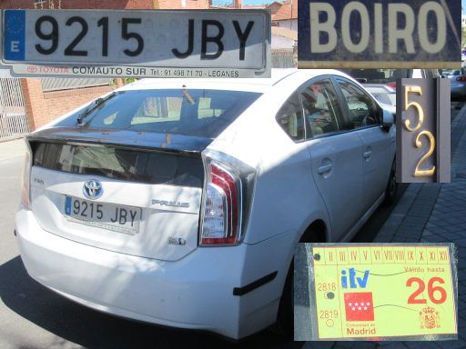 Veh&iacute;culos abandonados, verlassene Fahrzeuge, Madrid, Spanien, Toyota Prius, Kennzeichen 9215 JBY, Erstzulassung Februar 2015, Calle Boiro 52, 28042 Madrid im M&auml;rz 2026