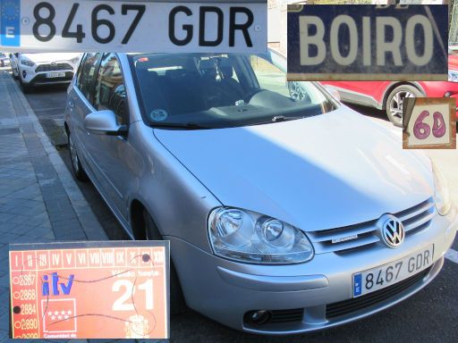 Veh&iacute;culos abandonados, verlassene Fahrzeuge, Madrid, Spanien, Volkswagen Golf, Kennzeichen 8467 GDR, Erstzulassung Mai 2008, Calle Boiro 60, 28042 Madrid im M&auml;rz 2026