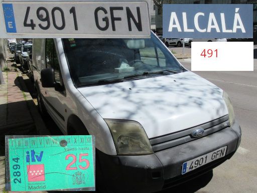 Veh&iacute;culos abandonados, verlassene Fahrzeuge, Madrid, Spanien, Ford Transit connect, Kennzeichen 4901 GFN, Erstzulassung Juni 2008, Calle Alcala 491, 28037 Madrid im M&auml;rz 2026