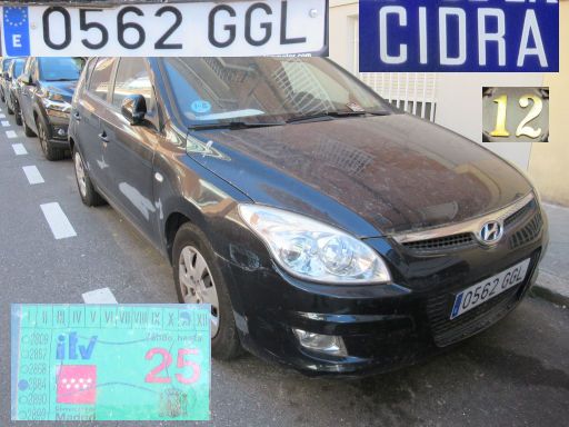 Veh&iacute;culos abandonados, verlassene Fahrzeuge, Madrid, Spanien, Hyundai i30, Kennzeichen 0562 GGL, Erstzulassung Juli 2008, Calle Cidra 12, 28027 Madrid im M&auml;rz 2026