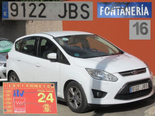 Veh&iacute;culos abandonados, verlassene Fahrzeuge, Madrid, Spanien, Ford C-Max EcoBoost, Kennzeichen 9122 JBS, Erstzulassung Februar 2015, Calle Fontaneria 16, 28043 Madrid im M&auml;rz 2026