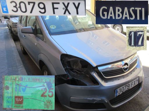 Veh&iacute;culos abandonados, verlassene Fahrzeuge, Madrid, Spanien, Opel Zafira 1.9 CDTI, Kennzeichen 3079 FXY, Erstzulassung November 2007, Calle Gabasti 17, 28027 Madrid im M&auml;rz 2026
