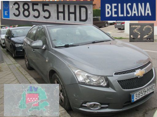 Veh&iacute;culos abandonados, verlassene Fahrzeuge, Madrid, Spanien, Chevrolet Cruze, Kennzeichen 3855 HHD, Erstzulassung November 2011, Calle Belisana 32, 28043 Madrid im M&auml;rz 2026