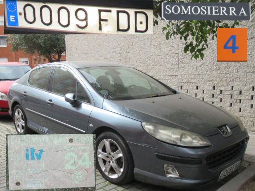 Veh&iacute;culos abandonados, verlassene Fahrzeuge, Madrid, Spanien, Peugeot 407, Kennzeichen 0009 FDD, Erstzulassung Juli 2006, Calle Somosierra 4, 28043 Madrid im M&auml;rz 2026