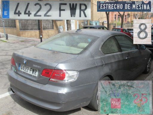 Veh&iacute;culos abandonados, verlassene Fahrzeuge, Madrid, Spanien, BMW 325i, Kennzeichen 4422 FWR, Erstzulassung Oktober 2007, Calle Estrecho Mesina 8, 28043 Madrid im M&auml;rz 2026