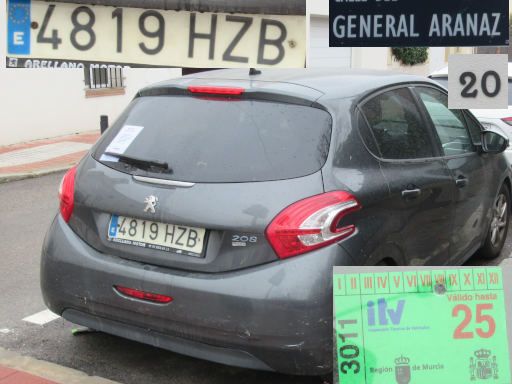Veh&iacute;culos abandonados, verlassene Fahrzeuge, Madrid, Spanien, Peugeot 208 HDi, Kennzeichen 4819 HZB, Erstzulassung August 2014, Calle General Aranaz 20, 28027 Madrid im M&auml;rz 2026