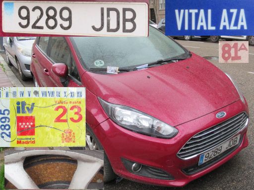 Veh&iacute;culos abandonados, verlassene Fahrzeuge, Madrid, Spanien, Ford Fiesta, Kennzeichen 9289 JDB, Erstzulassung M&auml;rz 2015, Calle Vital Aza 81 A, 28021 Madrid im M&auml;rz 2026