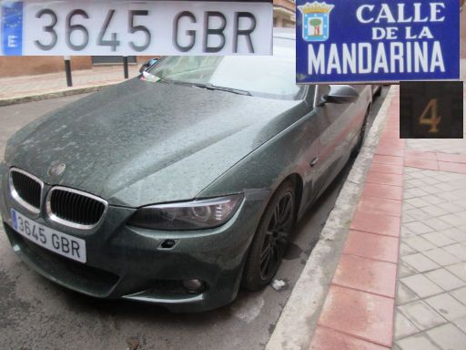 Veh&iacute;culos abandonados, verlassene Fahrzeuge, Madrid, Spanien, BMW 3er Serie Coup&eacute;, Kennzeichen 3645 GBR, Erstzulassung M&auml;rz 2008, Calle Mandarina 4, 28027 Madrid im M&auml;rz 2026
