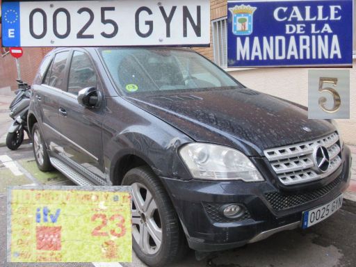 Veh&iacute;culos abandonados, verlassene Fahrzeuge, Madrid, Spanien, Mercedes-Benz ML 350 CDI 4 Matic, Kennzeichen 0025 GYN, Erstzulassung September 2010, Calle Mandarina 5, 28027 Madrid im M&auml;rz 2026