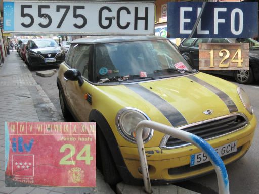 Veh&iacute;culos abandonados, verlassene Fahrzeuge, Madrid, Spanien, Mini One, Kennzeichen 5575 GCH, Erstzulassung M&auml;rz 2008, Calle Elfo 124, 28027 Madrid im M&auml;rz 2026