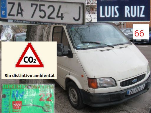 Veh&iacute;culos abandonados, verlassene Fahrzeuge, Madrid, Spanien, Ford Transit, Kennzeichen ZA 7524 J, Erstzulassung September 1997, Calle Luis Ruiz 66, 28021 Madrid im M&auml;rz 2026