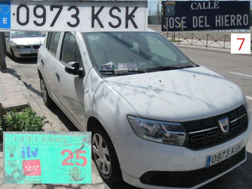 Veh&iacute;culos abandonados, verlassene Fahrzeuge, Madrid, Spanien, Dacia Sandero, Kennzeichen 0973 KSK, Erstzulassung Dezember 2018, Calle Jose del Hierro 7, 28027 Madrid im M&auml;rz 2026