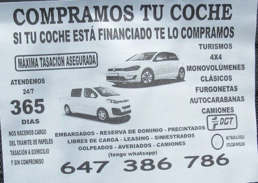 Veh&iacute;culos abandonados, verlassene Fahrzeuge, Madrid, Spanien, K&auml;rtchenh&auml;ndler ohne Name +34 647 386 786 im M&auml;rz 2026