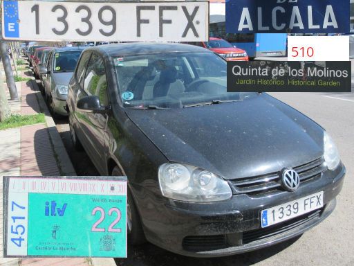 Veh&iacute;culos abandonados, verlassene Fahrzeuge, Madrid, Spanien, Volkswagen Golf, Kennzeichen 1339 FFX, Erstzulassung September 2006, Calle Alcala 510, 28027 Madrid im M&auml;rz 2026