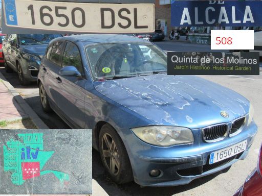 Veh&iacute;culos abandonados, verlassene Fahrzeuge, Madrid, Spanien, BMW 118d, Kennzeichen 1650 DSL, Erstzulassung Januar 2005, Calle Alcala 508, 28027 Madrid im M&auml;rz 2026