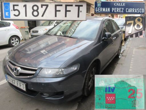 Veh&iacute;culos abandonados, verlassene Fahrzeuge, Madrid, Spanien, Honda Accord iCTDi, Kennzeichen 5187 FFT, Erstzulassung September 2006, Calle German Perez Carrasco 78, 28027 Madrid im M&auml;rz 2026