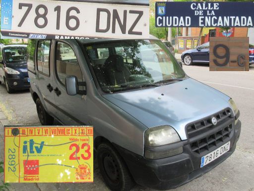 Vehículos abandonados, verlassene Fahrzeuge, Madrid, Spanien, Fiat Doblo JTD, Kennzeichen 7816 DNZ, Erstzulassung Januar 2005, Calle de la Ciudad Encantada 9 C, 28030 Madrid im Mai 2025