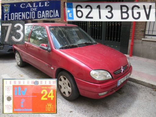 Vehículos abandonados, verlassene Fahrzeuge, Madrid, Spanien, Citroen Saxo, Kennzeichen 6213 BGV, Erstzulassung März 2001, Calle de Florencio García 73, 28027 Madrid im Mai 2025
