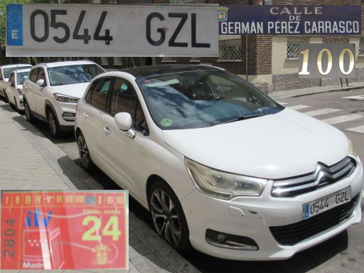 Vehículos abandonados, verlassene Fahrzeuge, Madrid, Spanien, Citroen C4, Kennzeichen 0544 GZL, Erstzulassung November 2010, Calle de German Pérez Carrasco 100, 28027 Madrid im Mai 2025