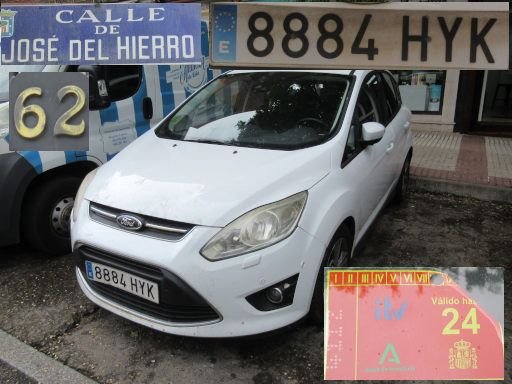 Vehículos abandonados, verlassene Fahrzeuge, Madrid, Spanien, Ford C-Max EcoBoost, Kennzeichen 8884 HYK, Erstzulassung Juli 2014, Calle de José del Hierro 62, 28027 Madrid im Mai 2025
