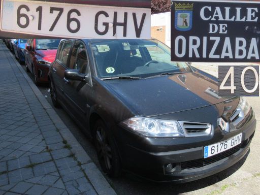 Vehículos abandonados, verlassene Fahrzeuge, Madrid, Spanien, Renault Megane GT, Kennzeichen 6176 GHV, Erstzulassung Oktober 2008, Calle de Orizaba 40, 28027 Madrid im Mai 2025