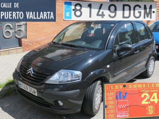 Vehículos abandonados, verlassene Fahrzeuge, Madrid, Spanien, Citroen C3, Kennzeichen 8149 DGM, Erstzulassung Januar 2005, Calle de Puerto Vallarta 65, 28027 Madrid im Mai 2025