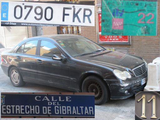 Vehículos abandonados, verlassene Fahrzeuge, Madrid, Spanien, Mercedes-Benz C 200 CDI, Kennzeichen 0790 FKR, Erstzulassung Januar 2007, Calle del Estrecho de Gibraltar 11, 28027 Madrid im Mai 2025