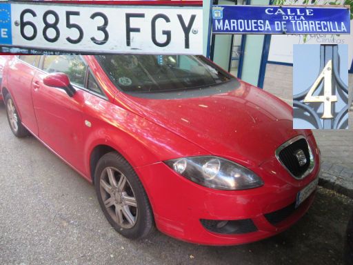 Vehículos abandonados, verlassene Fahrzeuge, Madrid, Spanien, Seat Leon, Kennzeichen 6853 FGY, Erstzulassung Oktober 2006, Calle de la Marquesa de Torrecilla 4, 28027 Madrid im Mai 2025