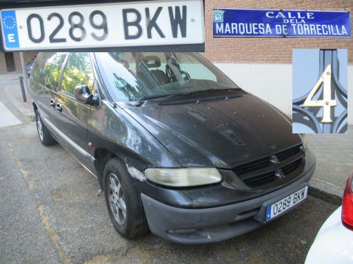 Vehículos abandonados, verlassene Fahrzeuge, Madrid, Spanien, Chrysler Grand Voyager LE, Kennzeichen 0289 BKW, Erstzulassung Juni 2001, Calle de la Marquesa de Torrecilla 4, 28027 Madrid im Mai 2025
