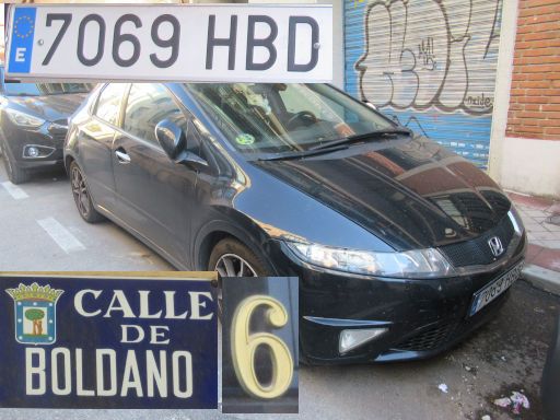 Vehículos abandonados, verlassene Fahrzeuge, Madrid, Spanien, Honda Civic, Kennzeichen 7069 HBD, Erstzulassung Dezember 2010, Calle de Boldano 6, 28027 Madrid im Mai 2025