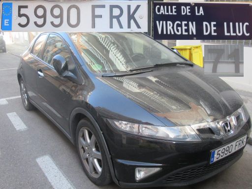 Vehículos abandonados, verlassene Fahrzeuge, Madrid, Spanien, Honda Civic, Kennzeichen 5990 FRK, Erstzulassung Juni 2007, Calle Virgen de Lluc 71, 28027 Madrid im Mai 2025