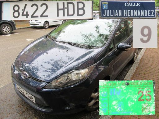 Vehículos abandonados, verlassene Fahrzeuge, Madrid, Spanien, Ford Fiesta TDCi, Kennzeichen 8422 HDB, Erstzulassung April 2011, Calle Julian Hernandez 9, 28043 Madrid im Mai 2026